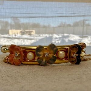 Joan Rivers Floral Gold Bangle Bracelet
